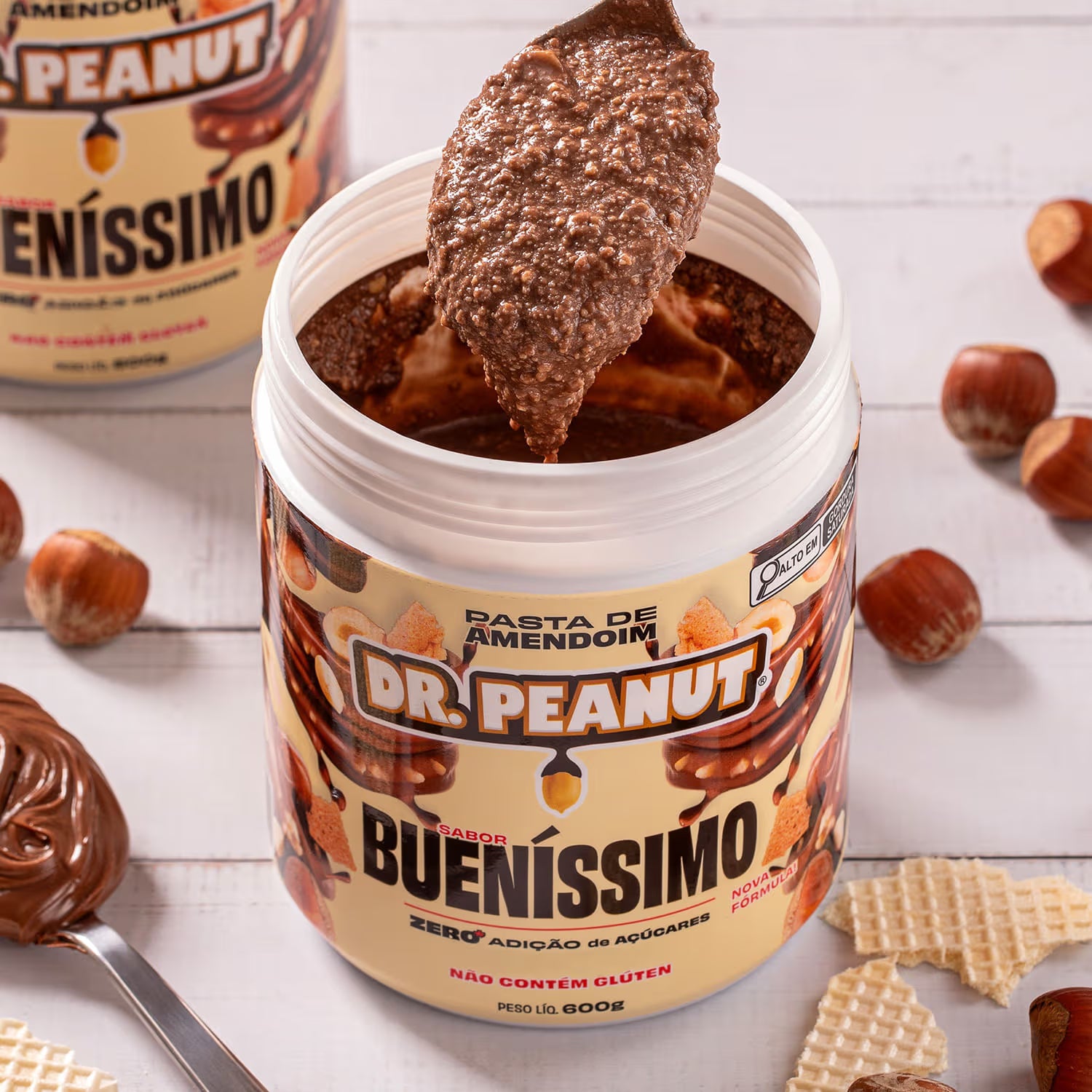 Combo Best Sellers - 3 pastas de 600g sabor Bueníssimo, Cookies & Cream e Avelã.